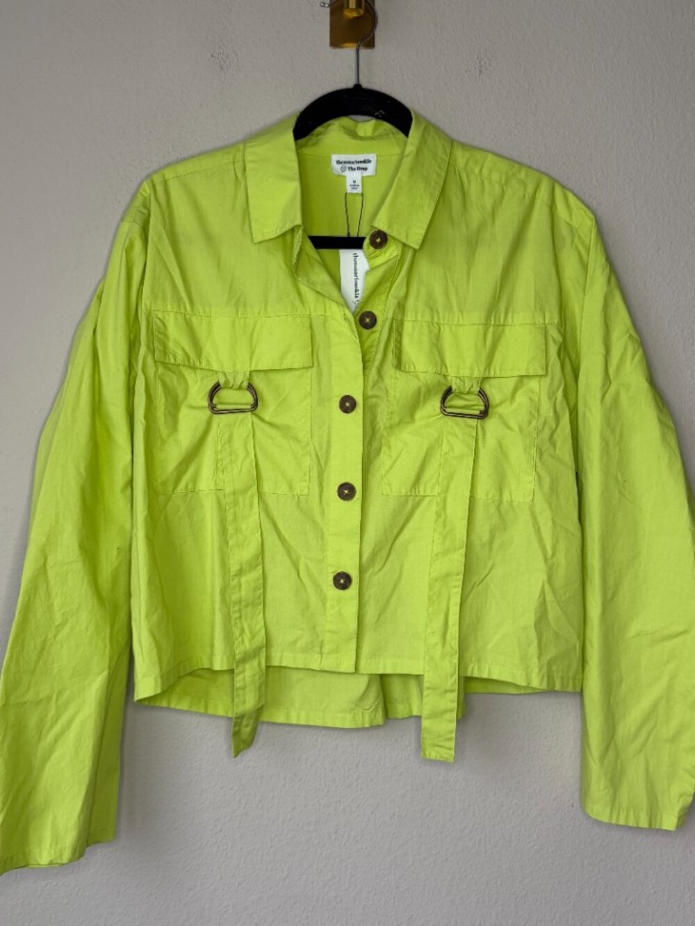 The Drop Green Glow Cotton Cropped Shirt Jacket NWT Size M - Picture 2 of 5
